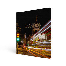 Холст квадратный с принтом Улицы Лондона в Белгороде, 100% ПВХ |  | city | england | lights | london | night | street | united kingdom | англия | великобритания | город | лондон | ночь | огни | улица