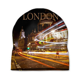 Шапка 3D с принтом Улицы Лондона в Белгороде, 100% полиэстер | универсальный размер, печать по всей поверхности изделия | city | england | lights | london | night | street | united kingdom | англия | великобритания | город | лондон | ночь | огни | улица