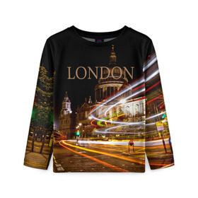 Детский лонгслив 3D с принтом Улицы Лондона в Белгороде, 100% полиэстер | длинные рукава, круглый вырез горловины, полуприлегающий силуэт
 | city | england | lights | london | night | street | united kingdom | англия | великобритания | город | лондон | ночь | огни | улица