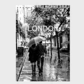 Скетчбук с принтом Улицы Лондона в Белгороде, 100% бумага
 | 48 листов, плотность листов — 100 г/м2, плотность картонной обложки — 250 г/м2. Листы скреплены сверху удобной пружинной спиралью | англия | бульвар | великобритания | влюбленные | дождь | зонтик | лондон | улица