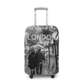 Чехол для чемодана 3D с принтом Улицы Лондона в Белгороде, 86% полиэфир, 14% спандекс | двустороннее нанесение принта, прорези для ручек и колес | англия | бульвар | великобритания | влюбленные | дождь | зонтик | лондон | улица