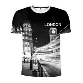 Мужская футболка 3D спортивная с принтом Улицы Лондона в Белгороде, 100% полиэстер с улучшенными характеристиками | приталенный силуэт, круглая горловина, широкие плечи, сужается к линии бедра | england | lights | london | night | street | united kingdom | англия | великобритания | лондон | ночь | огни | улица