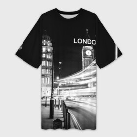 Платье-футболка 3D с принтом Улицы Лондона в Белгороде,  |  | england | lights | london | night | street | united kingdom | англия | великобритания | лондон | ночь | огни | улица