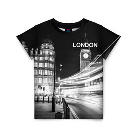 Детская футболка 3D с принтом Улицы Лондона в Белгороде, 100% гипоаллергенный полиэфир | прямой крой, круглый вырез горловины, длина до линии бедер, чуть спущенное плечо, ткань немного тянется | england | lights | london | night | street | united kingdom | англия | великобритания | лондон | ночь | огни | улица