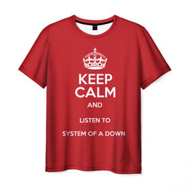 Мужская футболка 3D с принтом Keep Calm SOAD в Белгороде, 100% полиэфир | прямой крой, круглый вырез горловины, длина до линии бедер | soad | system of a down