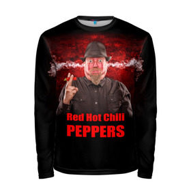 Мужской лонгслив 3D с принтом Red Hot Chili Peppers в Белгороде, 100% полиэстер | длинные рукава, круглый вырез горловины, полуприлегающий силуэт | звезда | красный | кумир | музыка | перец | рок | рок группа | хит