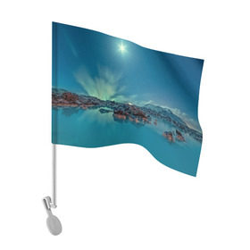 Флаг для автомобиля с принтом Сибирь в Белгороде, 100% полиэстер | Размер: 30*21 см | море | пейзаж