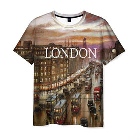 Мужская футболка 3D с принтом Улицы Лондона в Белгороде, 100% полиэфир | прямой крой, круглый вырез горловины, длина до линии бедер | Тематика изображения на принте: city | england | london | united kingdom | англия | великобритания | город | лондон | ночь | огни | улица