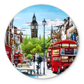 Коврик круглый с принтом Улицы Лондона в Белгороде, резина и полиэстер | круглая форма, изображение наносится на всю лицевую часть | Тематика изображения на принте: city | england | london | united kingdom | англия | великобритания | город | лондон