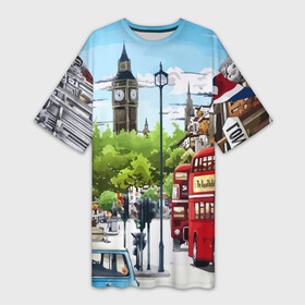 Платье-футболка 3D с принтом Улицы Лондона в Белгороде,  |  | city | england | london | united kingdom | англия | великобритания | город | лондон