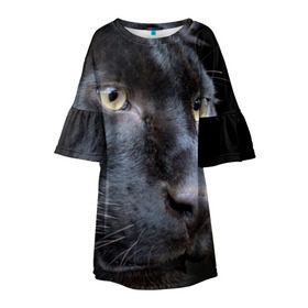 Детское платье 3D с принтом Черная пантера в Белгороде, 100% полиэстер | прямой силуэт, чуть расширенный к низу. Круглая горловина, на рукавах — воланы | животные | кис | киска | кот | котенок | котик | кошечка | кошка | пантера | рысь | тигр | хищник