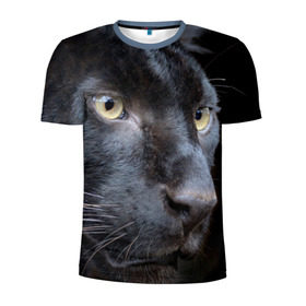 Мужская футболка 3D спортивная с принтом Черная пантера в Белгороде, 100% полиэстер с улучшенными характеристиками | приталенный силуэт, круглая горловина, широкие плечи, сужается к линии бедра | животные | кис | киска | кот | котенок | котик | кошечка | кошка | пантера | рысь | тигр | хищник