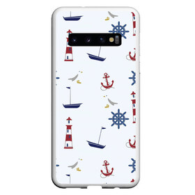 Чехол для Samsung Galaxy S10 с принтом Речник в Белгороде, Силикон | Область печати: задняя сторона чехла, без боковых панелей | вода | маяк | море | флот | якорь