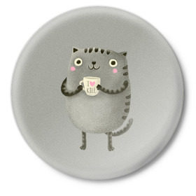 Значок с принтом Cat Love Kill в Белгороде,  металл | круглая форма, металлическая застежка в виде булавки | animal | beast | cat | feline | kill | kitty | love | meow | взгляд | животное | зверь | кот | котенок | котик | кофе | кошка | любовь | мяу | чай