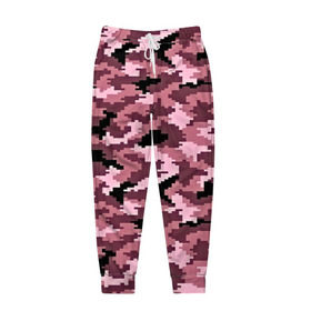 Мужские брюки 3D с принтом Розовый камуфляж в Белгороде, 100% полиэстер | манжеты по низу, эластичный пояс регулируется шнурком, по бокам два кармана без застежек, внутренняя часть кармана из мелкой сетки | пиксельный