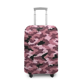 Чехол для чемодана 3D с принтом Розовый камуфляж в Белгороде, 86% полиэфир, 14% спандекс | двустороннее нанесение принта, прорези для ручек и колес | пиксельный