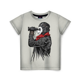 Детская футболка 3D с принтом Панда танкист в Белгороде, 100% гипоаллергенный полиэфир | прямой крой, круглый вырез горловины, длина до линии бедер, чуть спущенное плечо, ткань немного тянется | animal | bear | beast | panda | tank | war | война | животное | зверь | игра | медведь | панда | танк