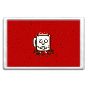 Магнит 45*70 с принтом Кофейный пьяница в Белгороде, Пластик | Размер: 78*52 мм; Размер печати: 70*45 | coffee | tea | кофе | кружка | утро | чай | чашка