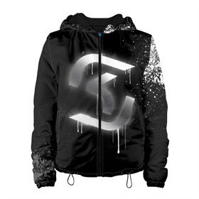 Женская куртка 3D с принтом cs:go - SK Gaming (Black collection) в Белгороде, ткань верха — 100% полиэстер, подклад — флис | прямой крой, подол и капюшон оформлены резинкой с фиксаторами, два кармана без застежек по бокам, один большой потайной карман на груди. Карман на груди застегивается на липучку | cs | csgo | sk | го | кс | ск