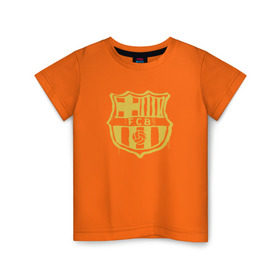 Детская футболка хлопок с принтом FC Barcelona - Yellow Paint (Оригинальный стиль,рисунок краской) в Белгороде, 100% хлопок | круглый вырез горловины, полуприлегающий силуэт, длина до линии бедер | barca | barcelona | fcb | барселона | футбол