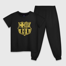 Детская пижама хлопок с принтом FC Barcelona - Yellow Paint (Оригинальный стиль,рисунок краской) в Белгороде, 100% хлопок |  брюки и футболка прямого кроя, без карманов, на брюках мягкая резинка на поясе и по низу штанин
 | barca | barcelona | fcb | барселона | футбол