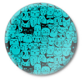 Значок с принтом Котейки 4 в Белгороде,  металл | круглая форма, металлическая застежка в виде булавки | Тематика изображения на принте: котейки | коты | кошки