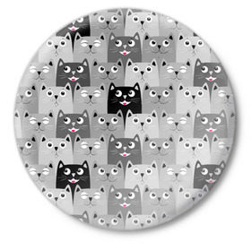 Значок с принтом Котейки в Белгороде,  металл | круглая форма, металлическая застежка в виде булавки | Тематика изображения на принте: котейки | коты | кошки