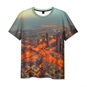 Мужская футболка 3D с принтом Арабские Эмираты в Белгороде, 100% полиэфир | прямой крой, круглый вырез горловины, длина до линии бедер | город | пейзаж