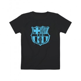 Детская футболка хлопок с принтом FC Barcelona - Light Blue Paint (Оригинальный стиль,рисунок краской) в Белгороде, 100% хлопок | круглый вырез горловины, полуприлегающий силуэт, длина до линии бедер | barca | barcelona | fcb | барселона | футбол