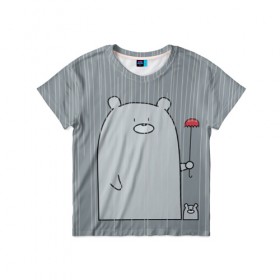 Детская футболка 3D с принтом Медвежата в Белгороде, 100% гипоаллергенный полиэфир | прямой крой, круглый вырез горловины, длина до линии бедер, чуть спущенное плечо, ткань немного тянется | bear | медведи | медведь