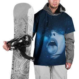Накидка на куртку 3D с принтом Космический рот в Белгороде, 100% полиэстер |  | губы | девушка | женщина | звезды | зубы | космос | синий | туманность | черная дыра