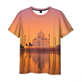 Мужская футболка 3D с принтом Taj Mahal в Белгороде, 100% полиэфир | прямой крой, круглый вырез горловины, длина до линии бедер | город | пейзаж | тадж махал