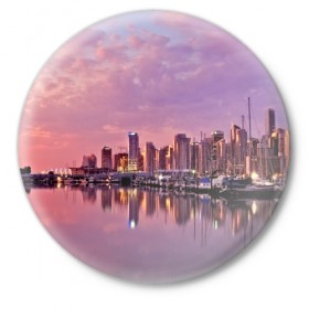 Значок с принтом Ванкувер в Белгороде,  металл | круглая форма, металлическая застежка в виде булавки | Тематика изображения на принте: город | пейзаж