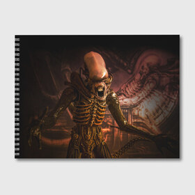 Альбом для рисования с принтом Alien в Белгороде, 100% бумага
 | матовая бумага, плотность 200 мг. | alien | блокбастер. монстр | боевик | кино | кинофильм | скелет | чужой