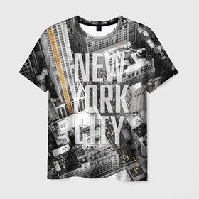 Мужская футболка 3D с принтом Улицы Нью-Йорка в Белгороде, 100% полиэфир | прямой крой, круглый вырез горловины, длина до линии бедер | buildings | cars | city | height | new york | skyscrapers | street | taxis | united states of america | usa | высота | город | здания | машины | нью йорк | соединенные штаты америки | сша | такси | улица