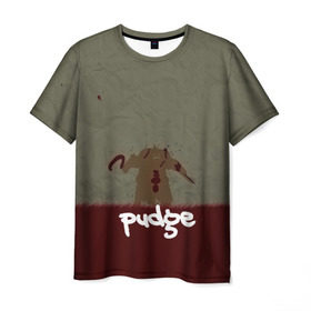 Мужская футболка 3D с принтом Pudge в Белгороде, 100% полиэфир | прямой крой, круглый вырез горловины, длина до линии бедер | butcher | defense of the ancients | dota 2 | pudge | герой | красный | кровь | минимализм | мясник | пудж