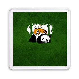 Магнит 55*55 с принтом Милая панда в Белгороде, Пластик | Размер: 65*65 мм; Размер печати: 55*55 мм | большая | джунгли | енот | зайка | милая | панда | пушистая