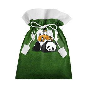 Подарочный 3D мешок с принтом Милая панда в Белгороде, 100% полиэстер | Размер: 29*39 см | Тематика изображения на принте: большая | джунгли | енот | зайка | милая | панда | пушистая