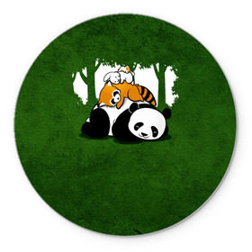Коврик круглый с принтом Милая панда в Белгороде, резина и полиэстер | круглая форма, изображение наносится на всю лицевую часть | Тематика изображения на принте: большая | джунгли | енот | зайка | милая | панда | пушистая