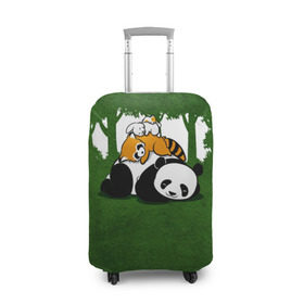Чехол для чемодана 3D с принтом Милая панда в Белгороде, 86% полиэфир, 14% спандекс | двустороннее нанесение принта, прорези для ручек и колес | большая | джунгли | енот | зайка | милая | панда | пушистая