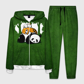 Мужской костюм 3D с принтом Милая панда в Белгороде, 100% полиэстер | Манжеты и пояс оформлены тканевой резинкой, двухслойный капюшон со шнурком для регулировки, карманы спереди | большая | джунгли | енот | зайка | милая | панда | пушистая