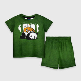 Детский костюм с шортами 3D с принтом Милая панда в Белгороде,  |  | большая | джунгли | енот | зайка | милая | панда | пушистая
