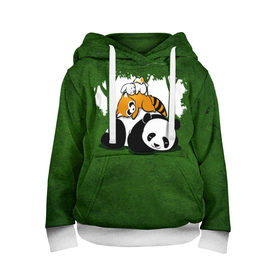 Детская толстовка 3D с принтом Милая панда в Белгороде, 100% полиэстер | двухслойный капюшон со шнурком для регулировки, мягкие манжеты на рукавах и по низу толстовки, спереди карман-кенгуру с мягким внутренним слоем | большая | джунгли | енот | зайка | милая | панда | пушистая