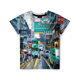 Детская футболка 3D с принтом Улица, Пекин, Китай в Белгороде, 100% гипоаллергенный полиэфир | прямой крой, круглый вырез горловины, длина до линии бедер, чуть спущенное плечо, ткань немного тянется | advertising | architecture | beijing | capital | cars | china | city | floors | landscape | pe | skyscrapers | street | tram | автомобили | архитектура | город | двухэтажный | китай | люди | пейзаж | пекин | переход | пешеходный | реклама | с