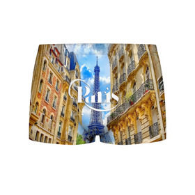 Мужские трусы 3D с принтом Париж, Эйфелева башня в Белгороде, 50% хлопок, 50% полиэстер | классическая посадка, на поясе мягкая тканевая резинка | Тематика изображения на принте: architecture | city | eiffel tower | houses | paris | street | the sky | архитектура | город | дома | небо | париж | улица | эйфелева башня