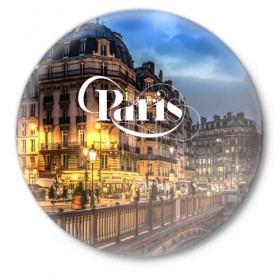 Значок с принтом Улицы Парижа в Белгороде,  металл | круглая форма, металлическая застежка в виде булавки | Тематика изображения на принте: 