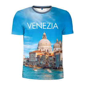Мужская футболка 3D спортивная с принтом Венеция в Белгороде, 100% полиэстер с улучшенными характеристиками | приталенный силуэт, круглая горловина, широкие плечи, сужается к линии бедра | boat | city | italy | mooring | sea | strait | street | temple area | venice | венеция | город | италия | лодки | море | площадь | причал | пролив | улицы | храм