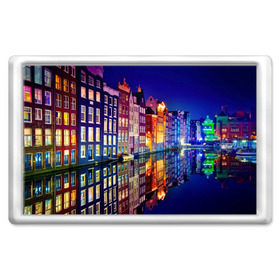 Магнит 45*70 с принтом Амстердама, Нидерланды в Белгороде, Пластик | Размер: 78*52 мм; Размер печати: 70*45 | amsterdam | boat | bright | color | lights | night | pier | rainbow | reflection | the city | the netherlands | the strait | water | амстердама | вода | город | лодка | нидерланды | ночь | огни | отражение | причал | пролив | радуга | цвет | яркий
