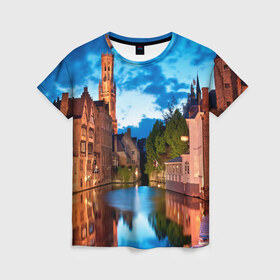Женская футболка 3D с принтом Германия в Белгороде, 100% полиэфир ( синтетическое хлопкоподобное полотно) | прямой крой, круглый вырез горловины, длина до линии бедер | castle | germany | lights | night | old | reflection | sky | town | water | вода | германия | город | замок | небо | ночь | огни | отражение | старый