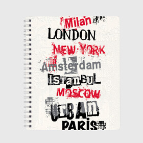 Тетрадь с принтом Города в Белгороде, 100% бумага | 48 листов, плотность листов — 60 г/м2, плотность картонной обложки — 250 г/м2. Листы скреплены сбоку удобной пружинной спиралью. Уголки страниц и обложки скругленные. Цвет линий — светло-серый
 | Тематика изображения на принте: amsterdam | istanbul | london | moscow | new york | paris | urban | амстердам | лондон | москва | нью йорк | париж | стамбул